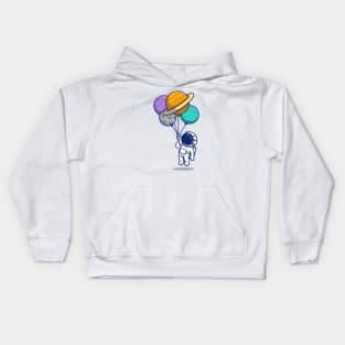 Cute Astronaut Floating With Planets Kids Hoodie